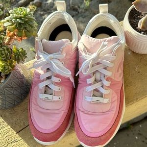 Chanel Nylon Calfskin Suede Women’s CC Sneakers Pink
